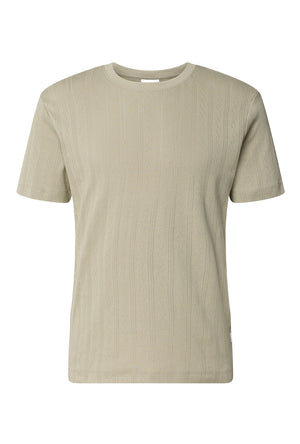 Front image of the Jacquard ss tee in olive, by brand Lindbergh
