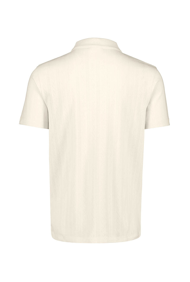 Back image of Jacquard vneck polo in off white, by brand Lindbergh