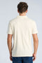 Back image of a model wearing the Jacquard vneck polo in off white, by brand Lindbergh