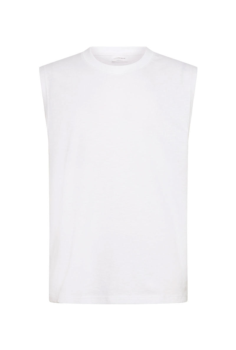 Front image of Oversized rib cap sleeve in white, by brand Lindbergh
