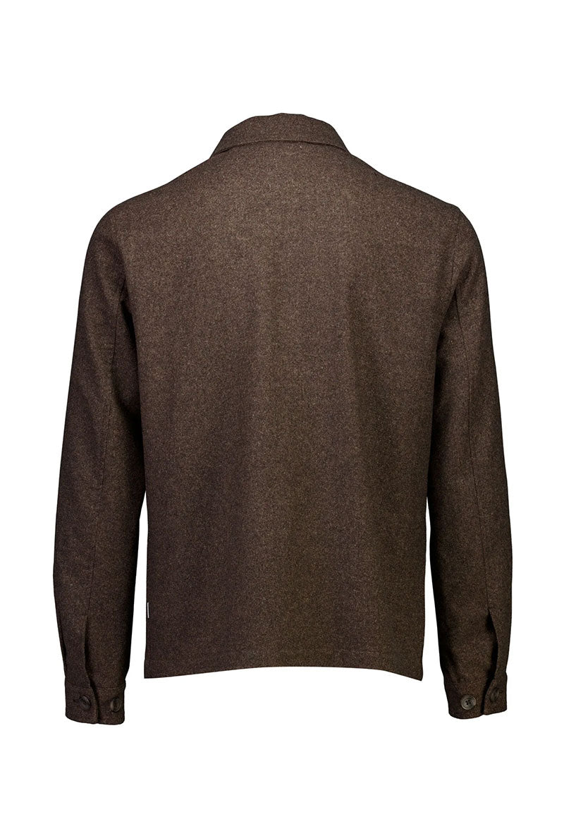 Back image of Wool blend flannel overshirt in brown, by brand Lindbergh