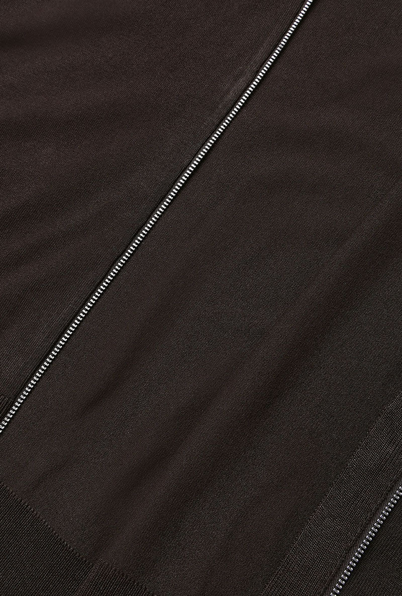 Detail image of Soft viscose blend zip cardigan in brown, by brand Lindbergh