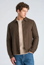 Image of WOOL BLEND FLANNEL OVERSHIRT in brown, by brand LINDBERGH