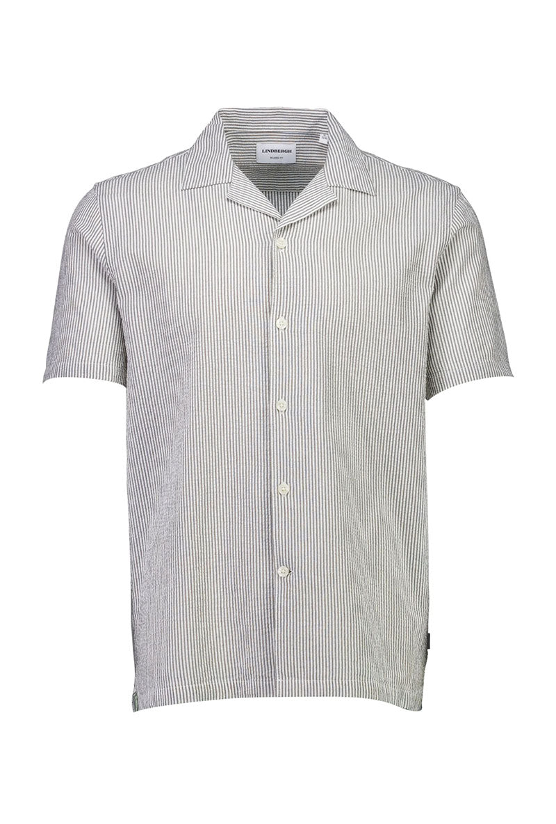 Front image of Striped seersucker shirt in stripe, by brand Lindbergh