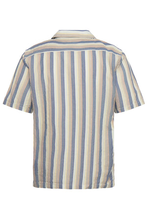 Back image of the Striped s/s shirt in blue, by brand Lindbergh
