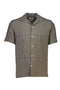 Front image of the Textured ss shirt in khaki, by brand Lindbergh