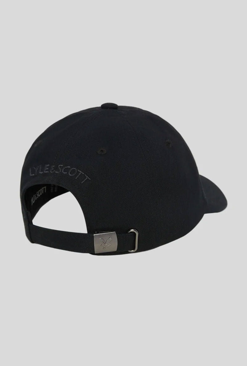 Back image of Baseball cap in black, by brand Lyle and scott