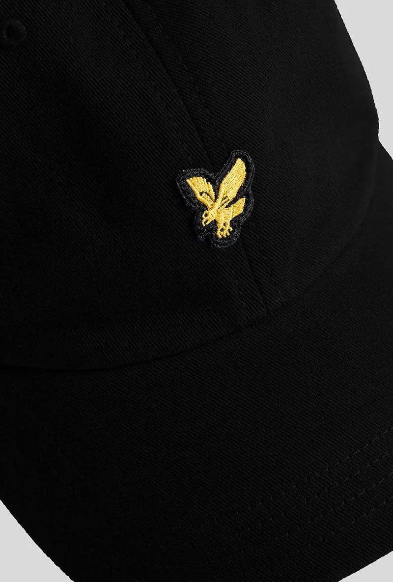 Logo detail image of Baseball cap in black, by brand Lyle and scott