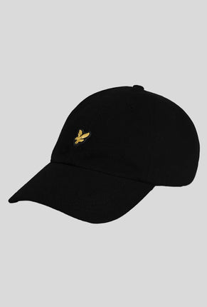 Front image of Baseball cap in black, by brand Lyle and scott
