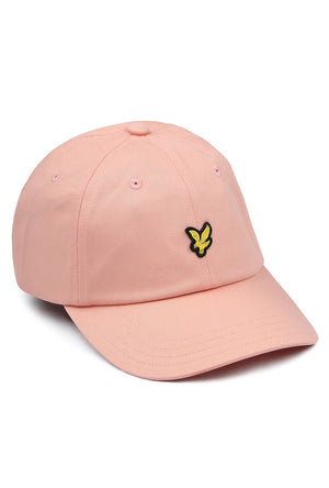 Front image of the Baseball cap in peach, by brand Lyle and scott