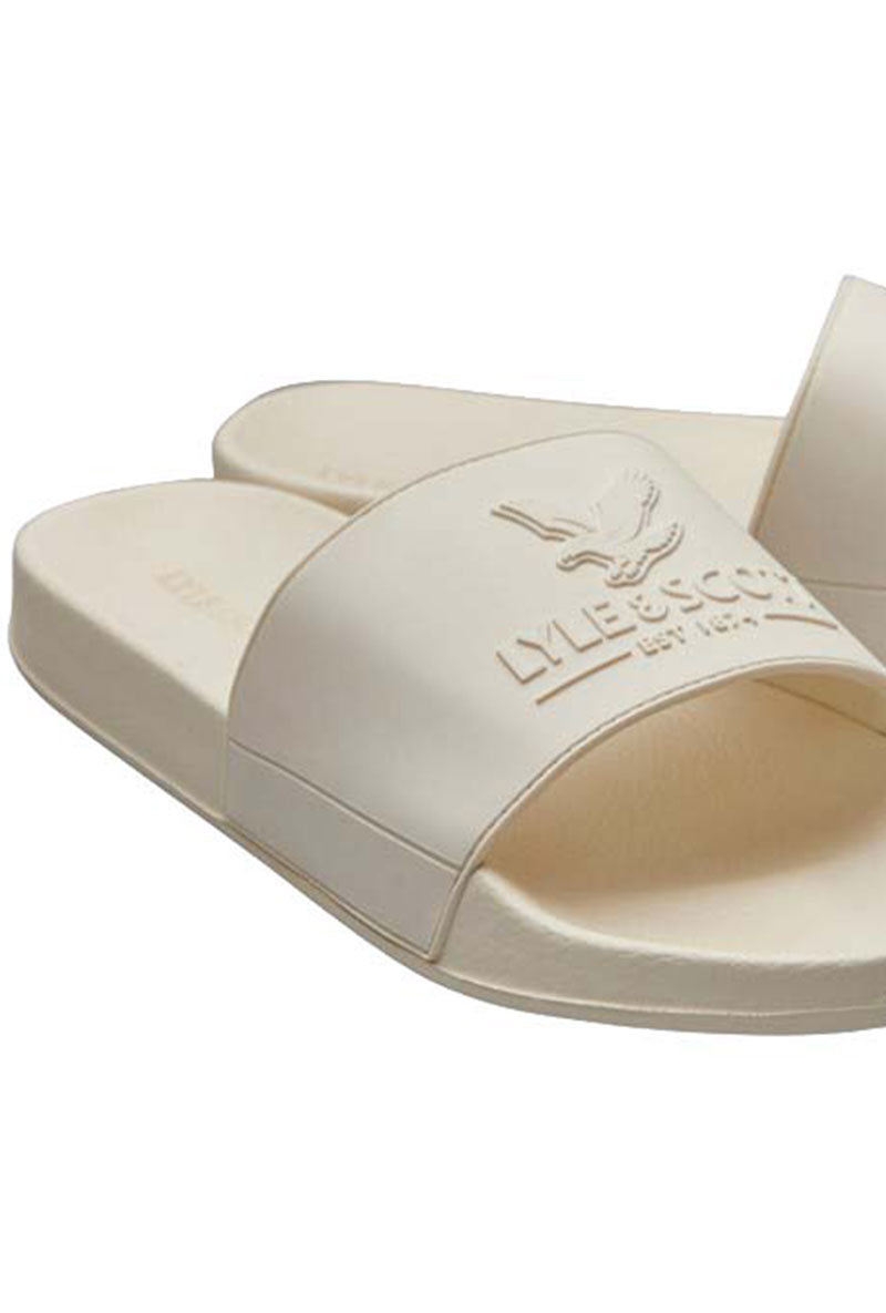 Detail image of Brody sliders in off white, by brand Lyle and scott
