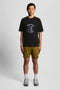 Front image of a model wearing the Keep fresh graphic t in navy, by brand Lyle and scott