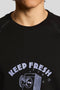 Front image of the Keep fresh graphic t in navy, by brand Lyle and scott