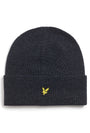 Image of LYLE AND SCOTT LAMBSWOOL RIBBED BEANIE in navy, by brand LYLE AND SCOTT