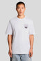 Front image of a model wearing Lyles laundry graphic t in white, by brand Lyle and scott