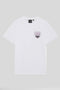 Front image of the Lyles laundry graphic t in white, by brand Lyle and scott