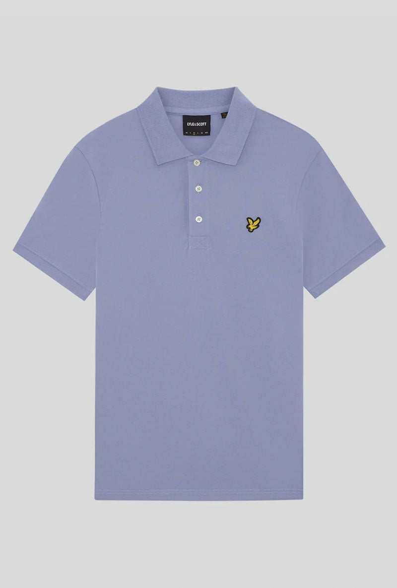 Front image of Plain logo polo in blue, by brand Lyle and scott