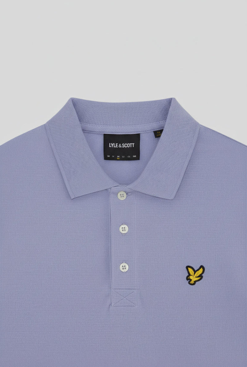 Detail image of Plain logo polo in blue, by brand Lyle and scott