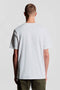 Back image of a model wearing the Plain logo tshirt in white, by brand Lyle and scott