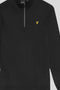 Front image of the Superfine qrt zip sweatshirt in black, by brand Lyle and scott