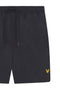 Front detail image of the Lyle and scott plain swimshorts in black, by brand Lyle and scott
