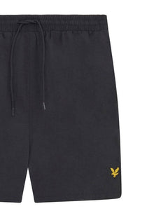 Front detail image of the Lyle and scott plain swimshorts in black, by brand Lyle and scott