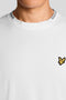 Front detail image of a model wearing the Fine tipped t in white, by brand Lyle and scott
