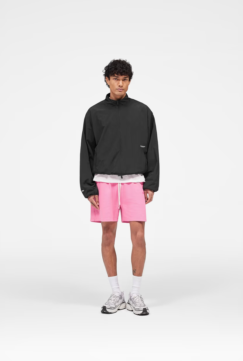 Front image of Micro owners club mesh shorts in pink, by brand Represent