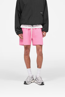 Front image of the Micro owners club mesh shorts in pink, by brand Represent