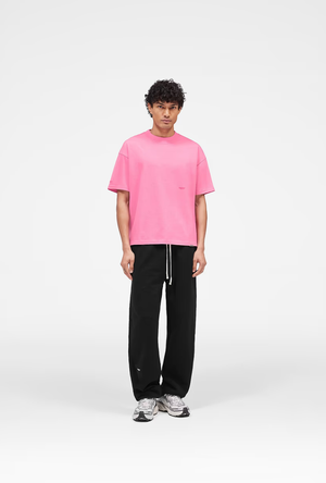 Front image of the Micro owners club tshirt in pink, by brand Represent