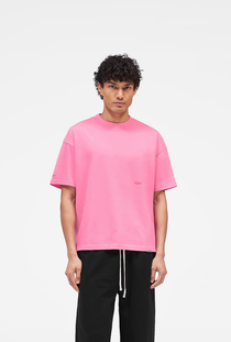 Front image of the Micro owners club tshirt in pink, by brand Represent