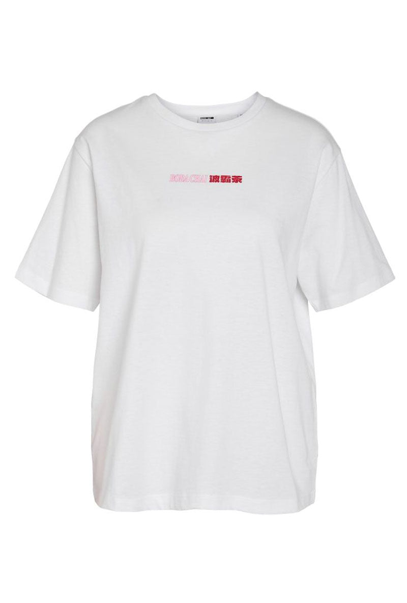 Front image of Sparkel ss checkboard tshirt in white, by brand Noisy may