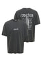 Front and back image of the Fred creative washed tee in black, by brand Only and sons
