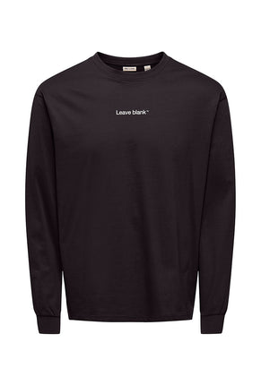 Front image of Fred life ls varsity tee in black, by brand Only and sons