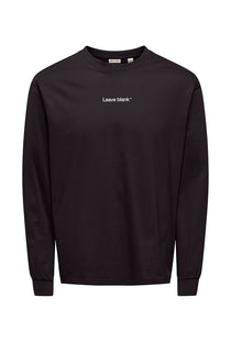Front image of the Fred life ls varsity tee in black, by brand Only and sons