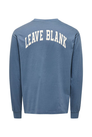Back image of the Fred life ls varsity tee in indigo, by brand Only and sons