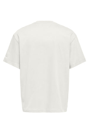 Back image of the Fred life oversize tee in white, by brand Only and sons