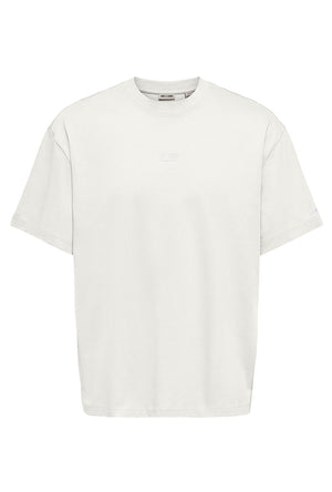 Front image of the Fred life oversize tee in white, by brand Only and sons