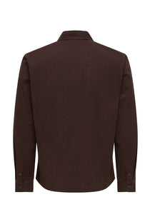 Back image of the Reid ls regular shirt in brown, by brand Only and sons