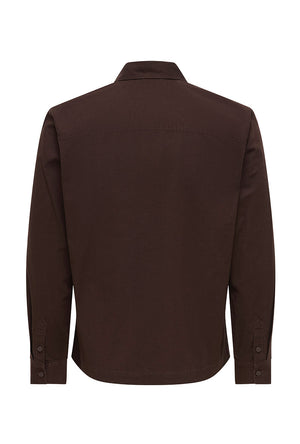 Back image of the Reid ls regular shirt in brown, by brand Only and sons