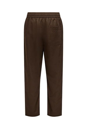 Back image of the Toby tap loose twill corby pants in brown, by brand Only and sons