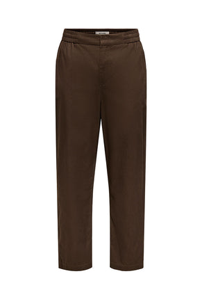 Front image of Toby tap loose twill corby pants in brown, by brand Only and sons