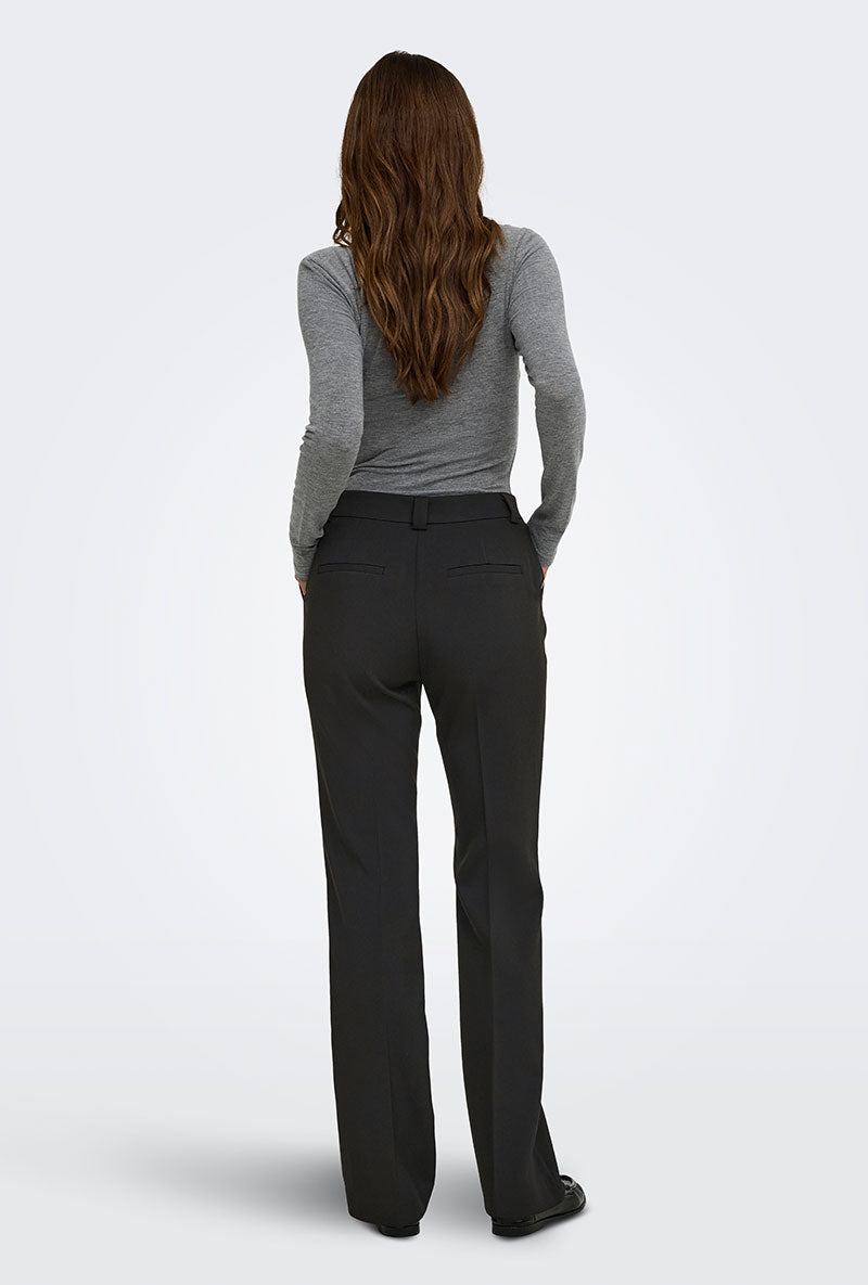 Back image of a model wearing Astrid hw flared pant in black, by brand Only