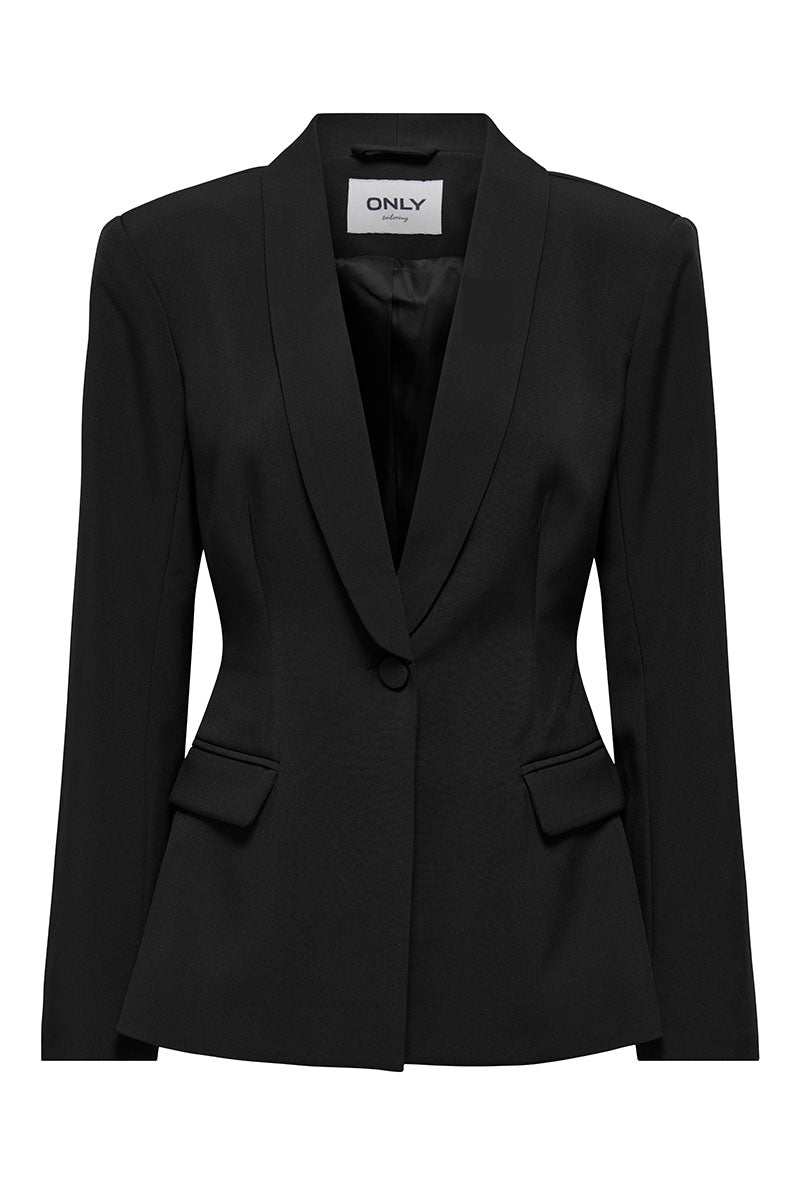 Front image of Astrid ls sculpture blazer in black, by brand Only