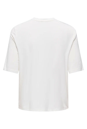 Back image of the Bamboo ss oneck top in white, by brand Only