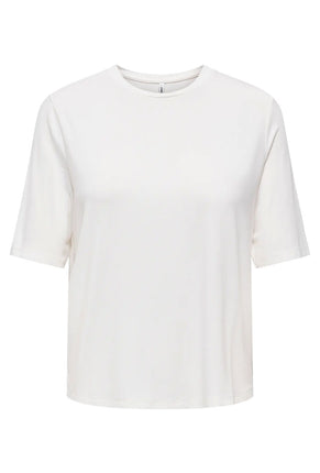 Front image of Bamboo ss oneck top in white, by brand Only