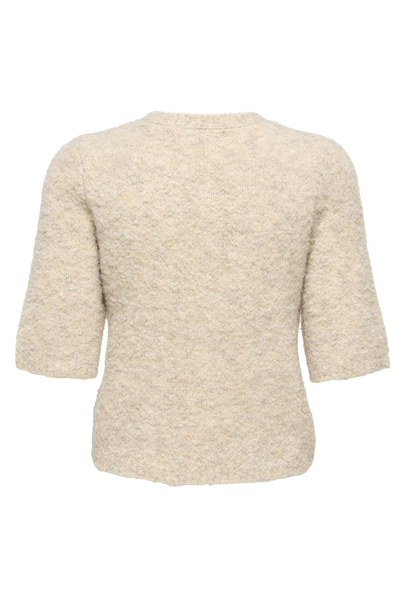 Back image of Bouble ss vneck button cardigan in stone, by brand Only