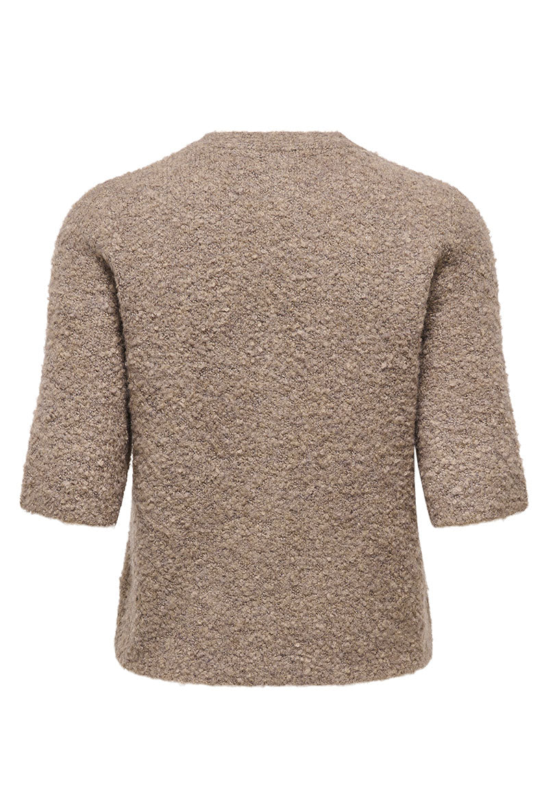 Back image of Bouble ss vneck button cardigan in brown, by brand Only
