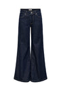 Image of CALIFORNIA MW WIDE FLAIR JEANS in dark denim, by brand ONLY