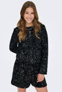 Image of CONFIDENCE LS SEQUIN BOW TOP in black, by brand ONLY